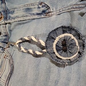 Upcycled Hand crafted keychain or purse, or pants decor made from jeans #4